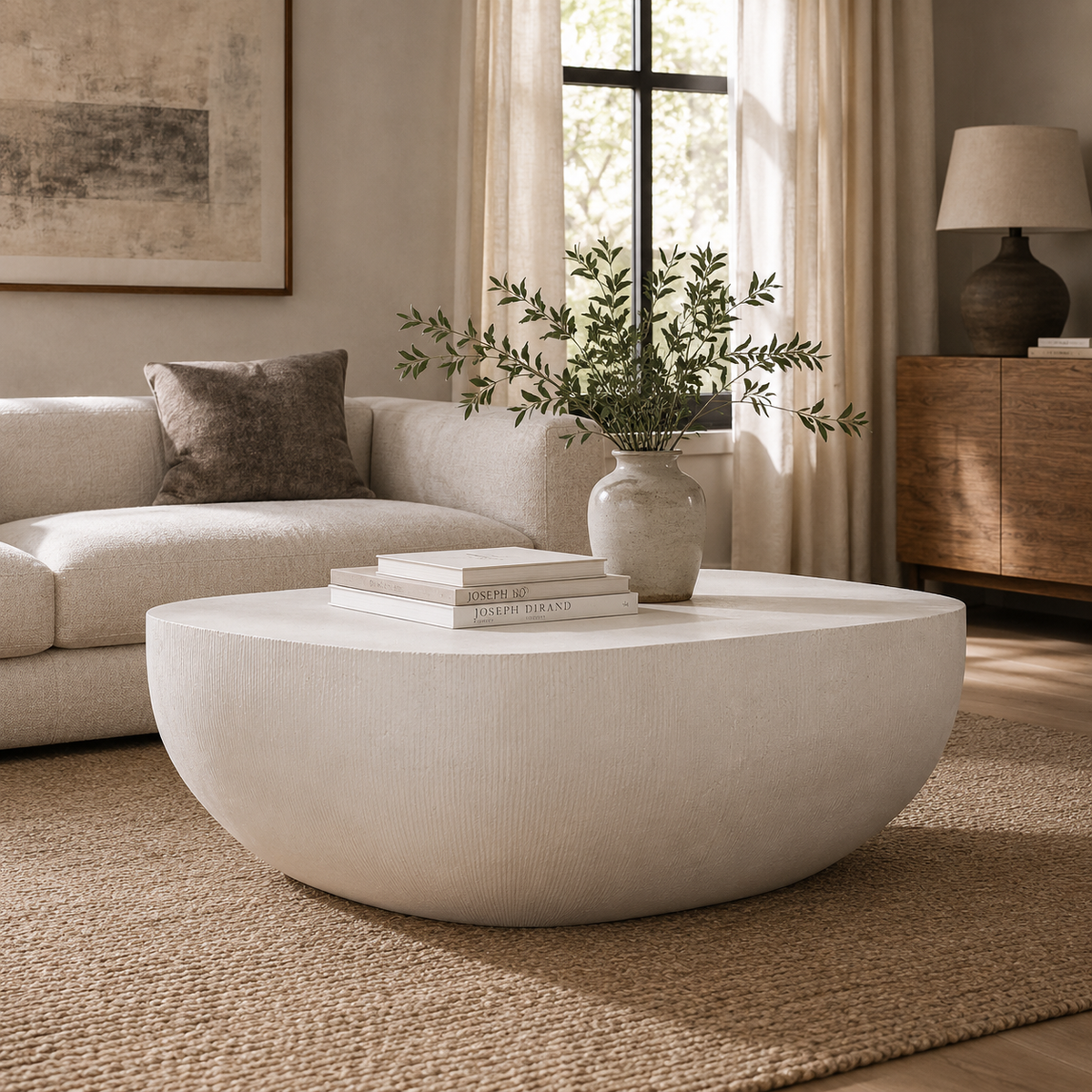 Limestone Finish Indoor/Outdoor Coffee Table by Uttermost Alma, alternate view 2