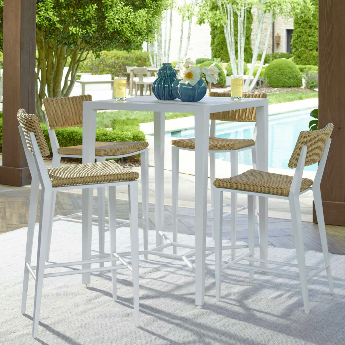 Modern European furniture - White Aluminum Indoor/Outdoor Bar Table - www.oroa.com