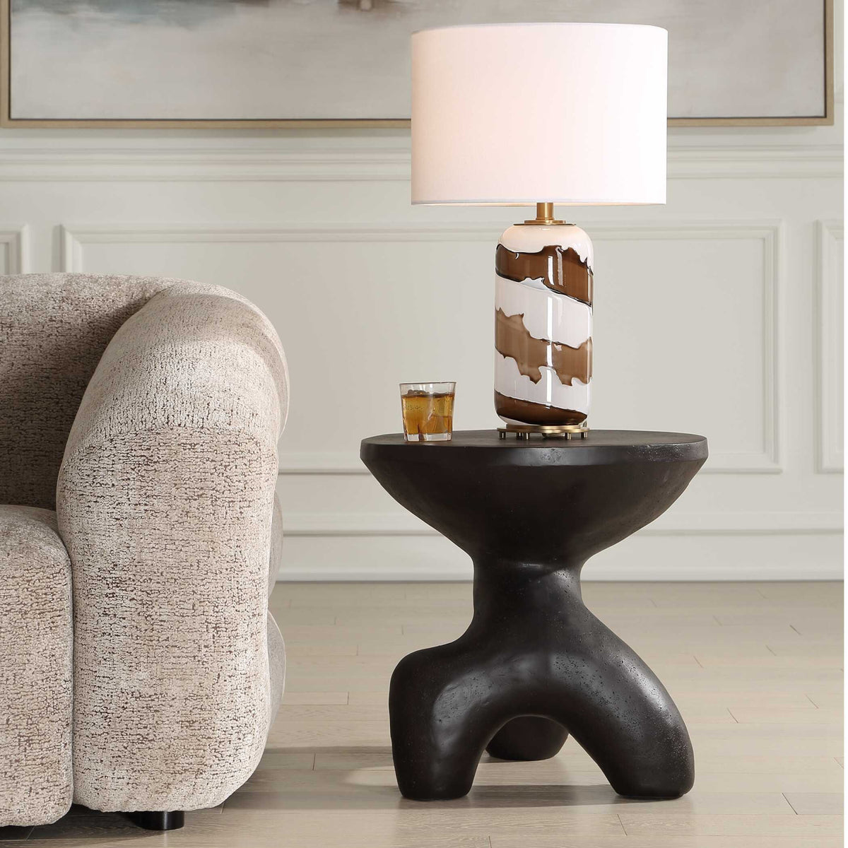 Modern European furniture - Black Stone Indoor/Outdoor Accent Table - www.oroa.com