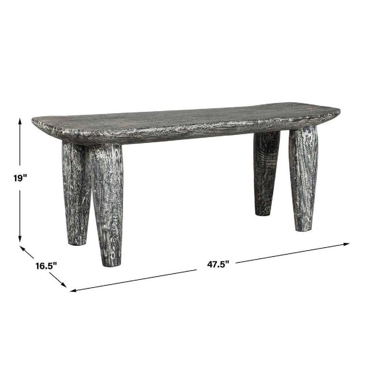 Hand-Carved Suar Wood Bench by Uttermost Fade to Black, alternate view 7