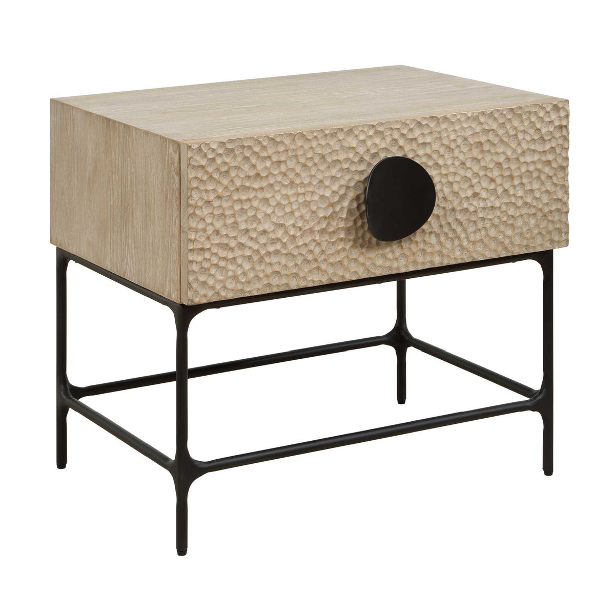 Modern European furniture - Carved Elm 1-Drawer Side Table - www.oroa.com