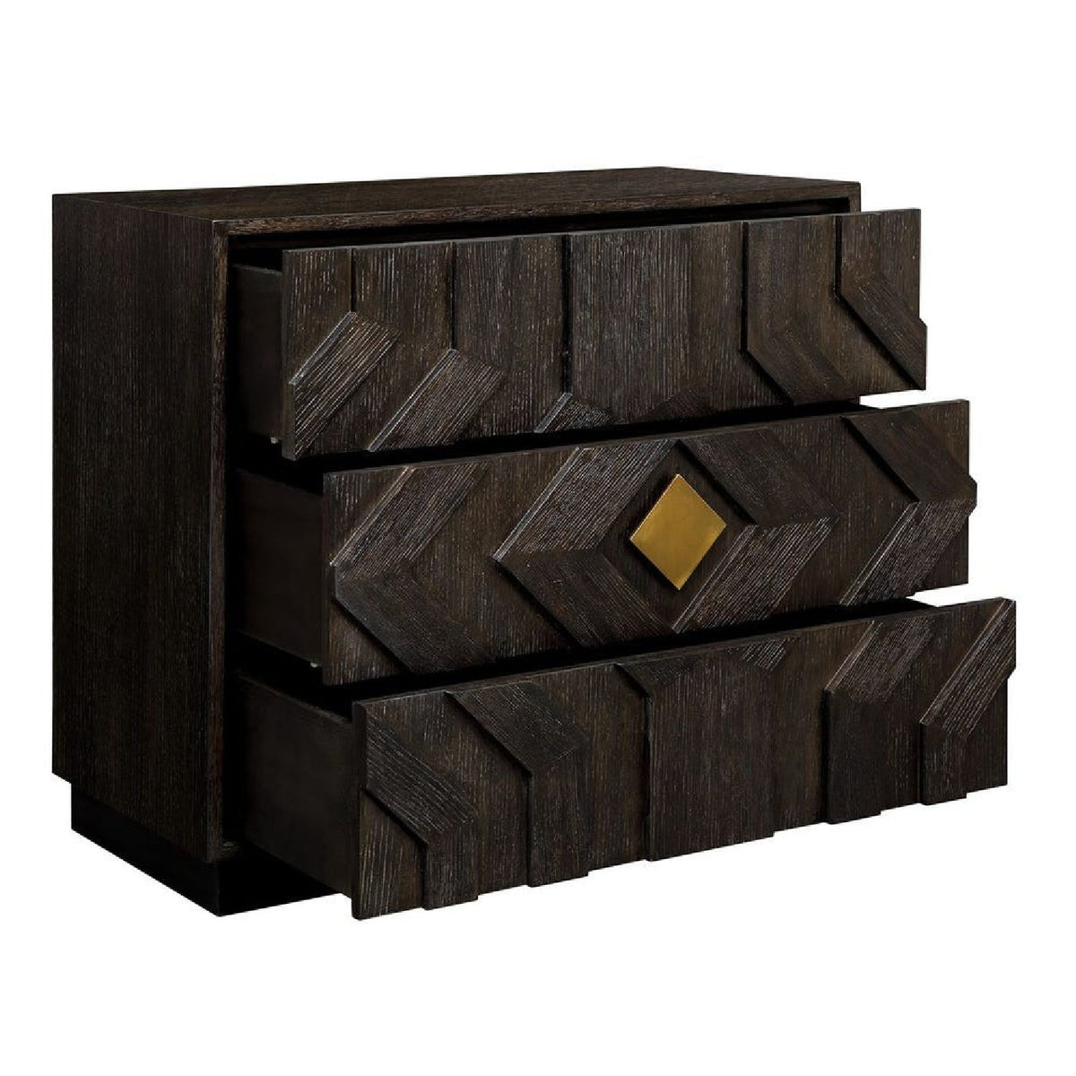 Black Oak Chevron 3-Drawer Chest by Uttermost Faulkner, alternate view 4