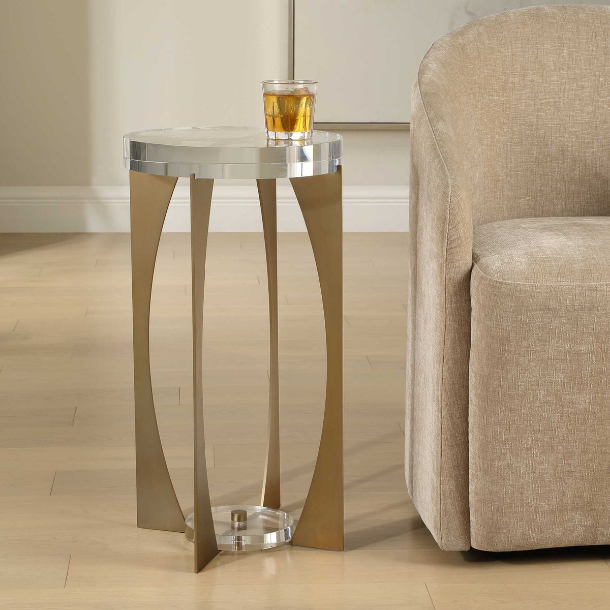 Brass Open-Frame Crystal Accent Table by Uttermost Kolkata, alternate view 6