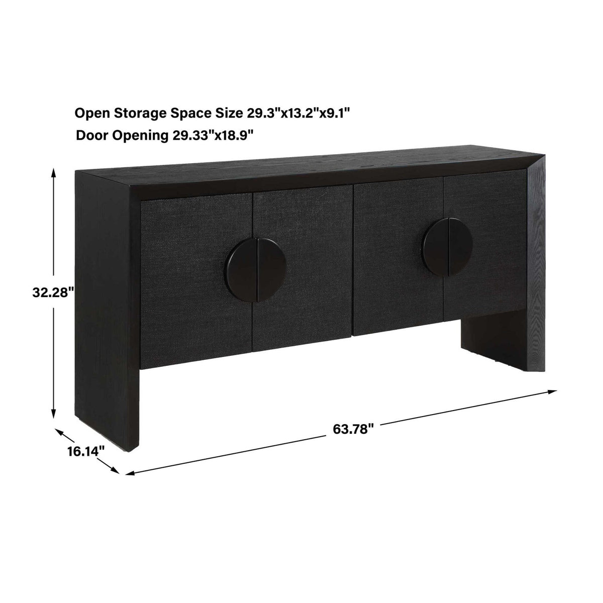 Black Grasscloth 4-Door Cabinet by Uttermost Williams, alternate view 13
