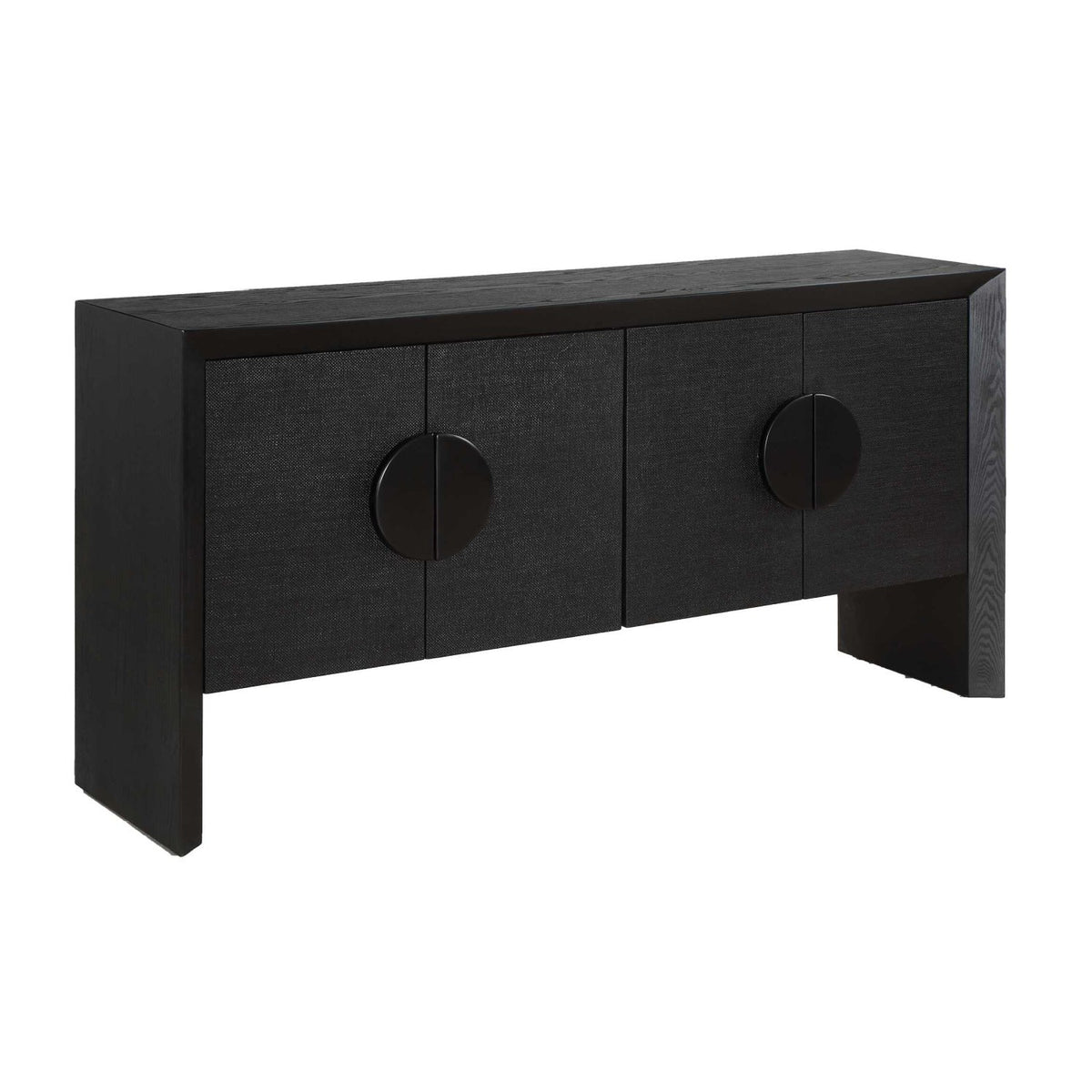 Black Grasscloth 4-Door Cabinet by Uttermost Williams, alternate view 3