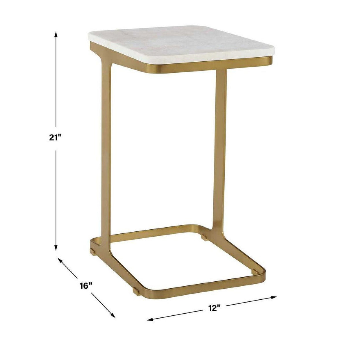 White Marble End Table by Uttermost Tylan, alternate view 3