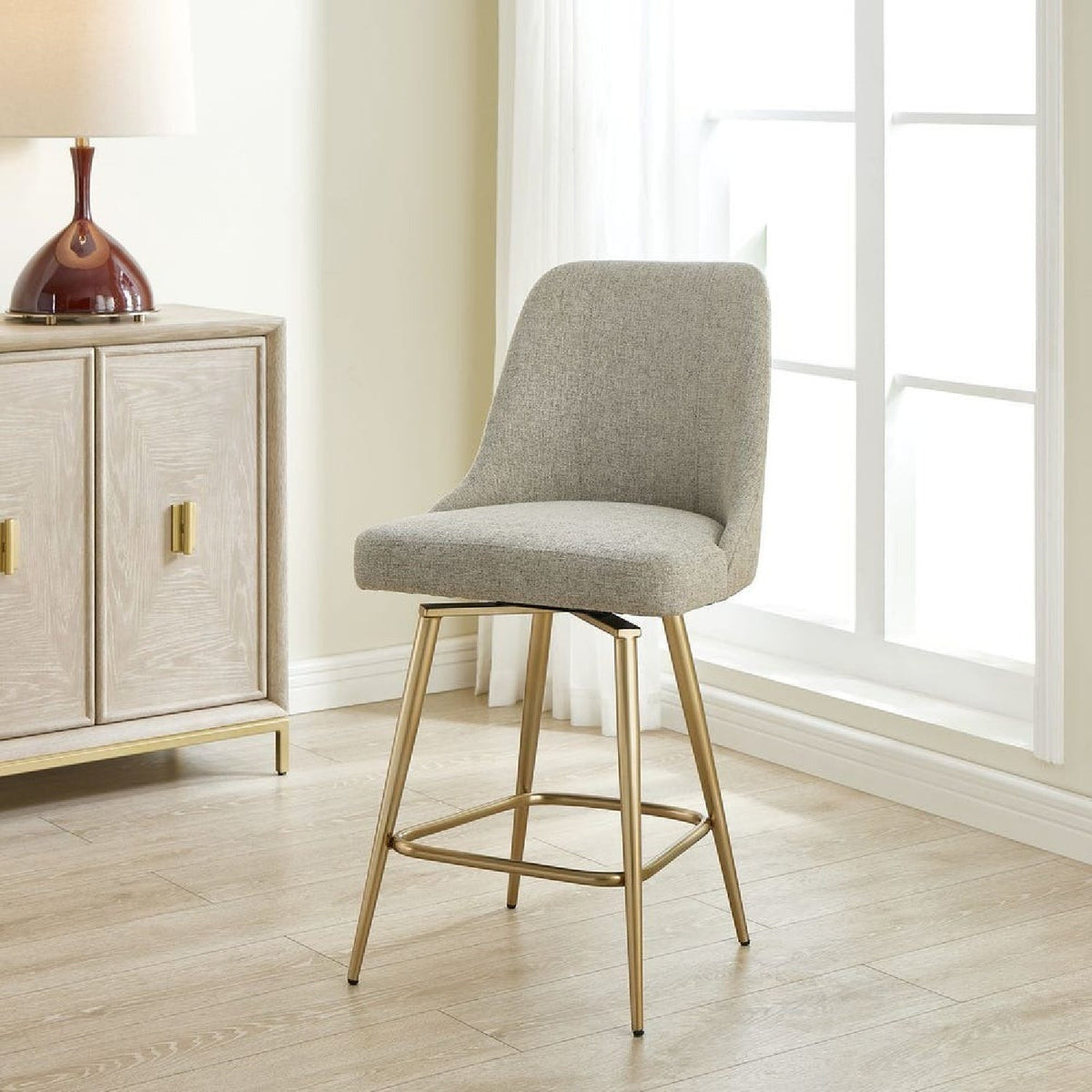 Taupe Fabric Counter Stool by Uttermost Bramwell, alternate view 2