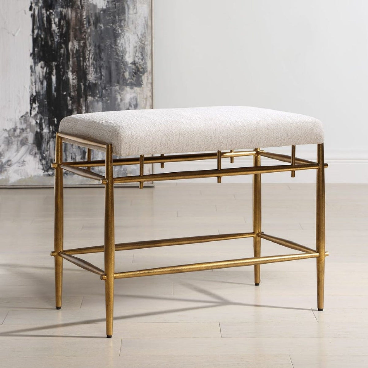 White Chenille Bench S by Uttermost Karleen, alternate view 9