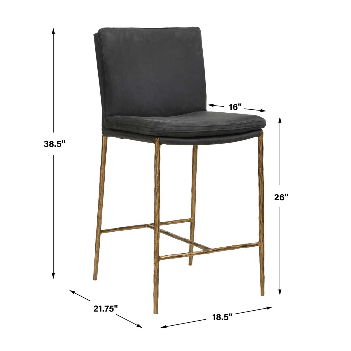 Gray Leather Counter Stool by Uttermost Ascend, alternate view 11