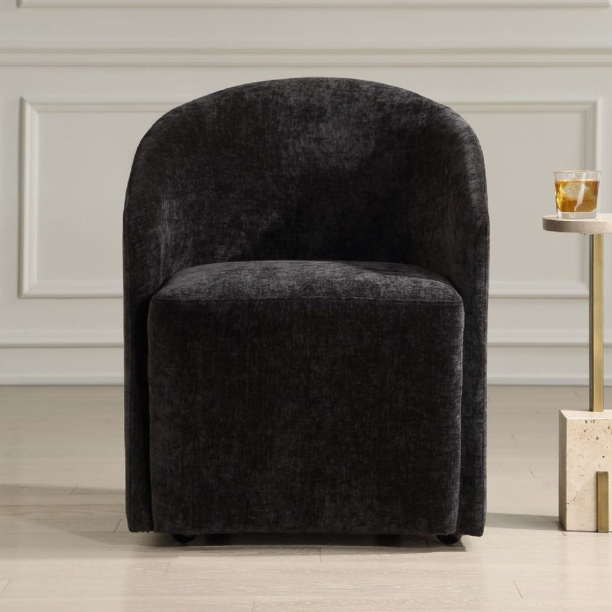 Modern European furniture - Velvet Dining Chair with Casters - www.oroa.com