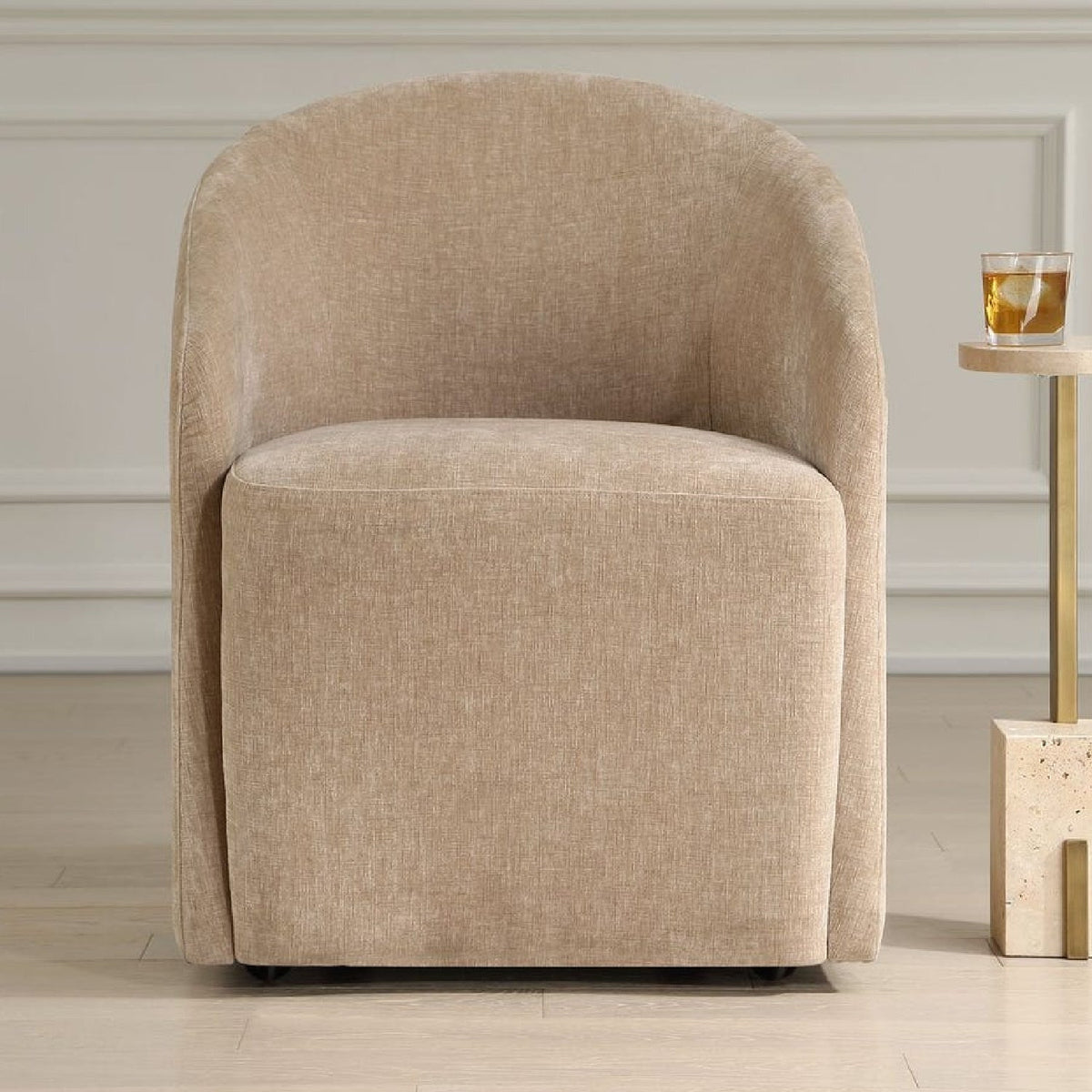 Modern European furniture - Velvet Dining Chair with Casters - www.oroa.com