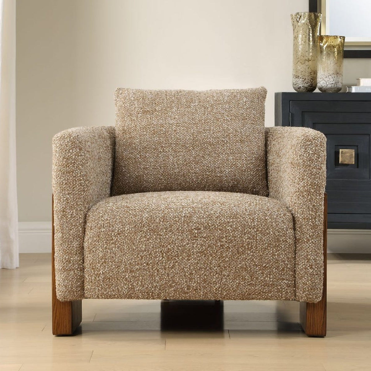Cream Boucle 3-Legged Accent Chair by Uttermost Halligan, alternate view 9
