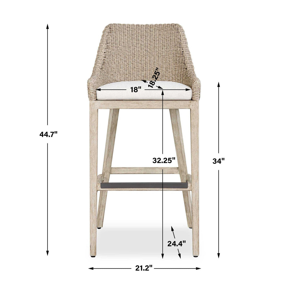 Cream Wicker Outdoor Bar Stool by Uttermost Paloma, alternate view 15