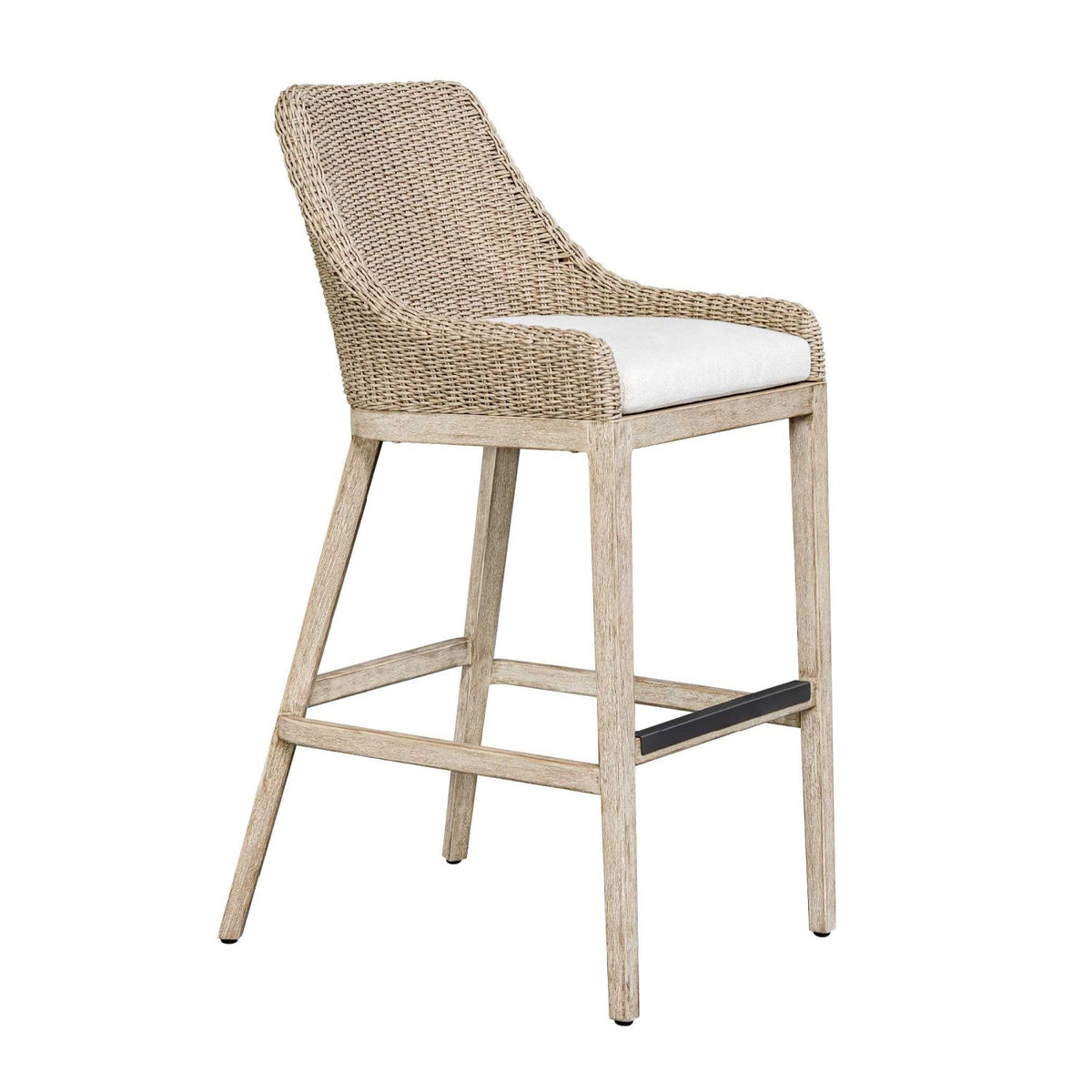 Cream Wicker Outdoor Bar Stool by Uttermost Paloma, alternate view 4