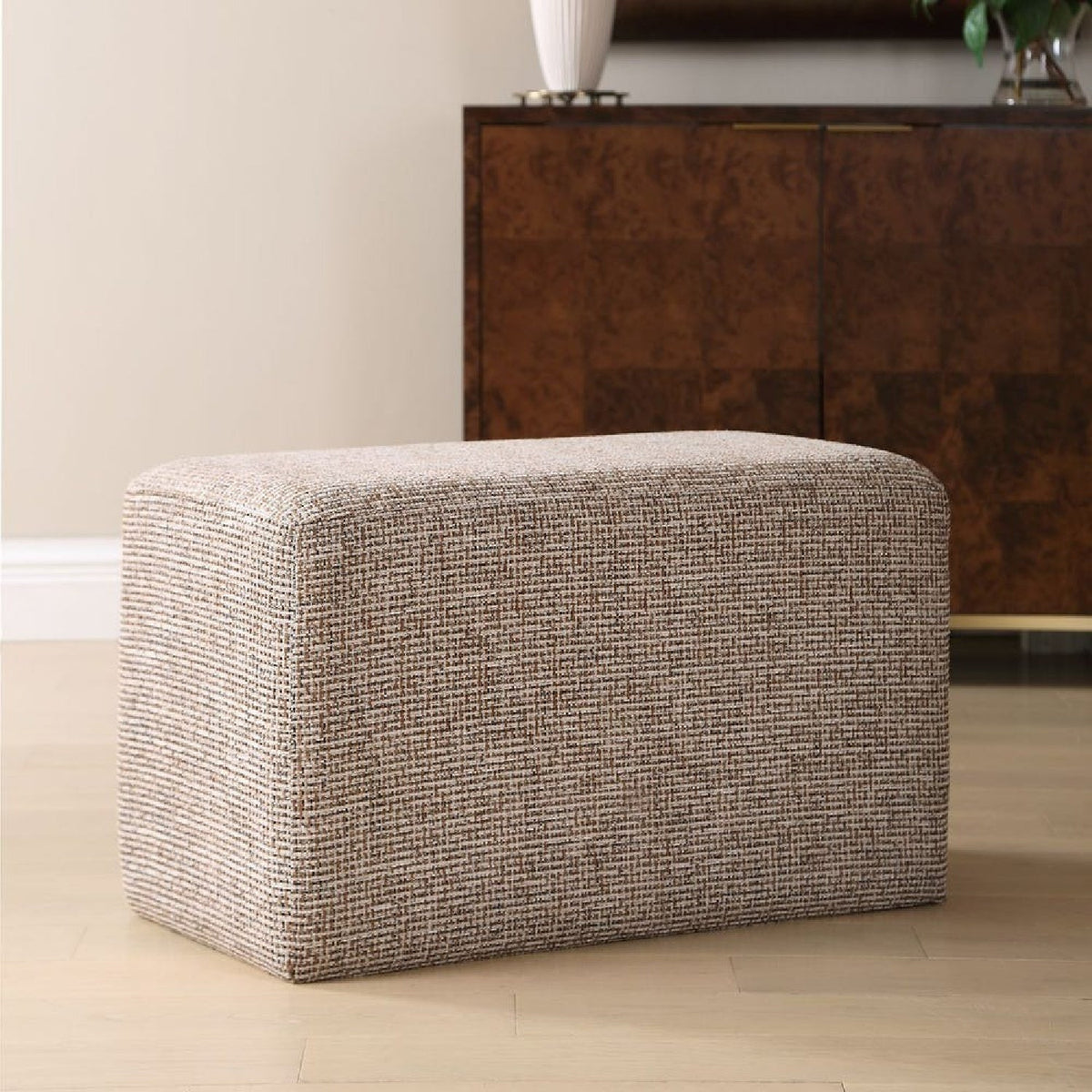 Cream Woven Rectangular Ottoman by Uttermost Kelce, alternate view 8