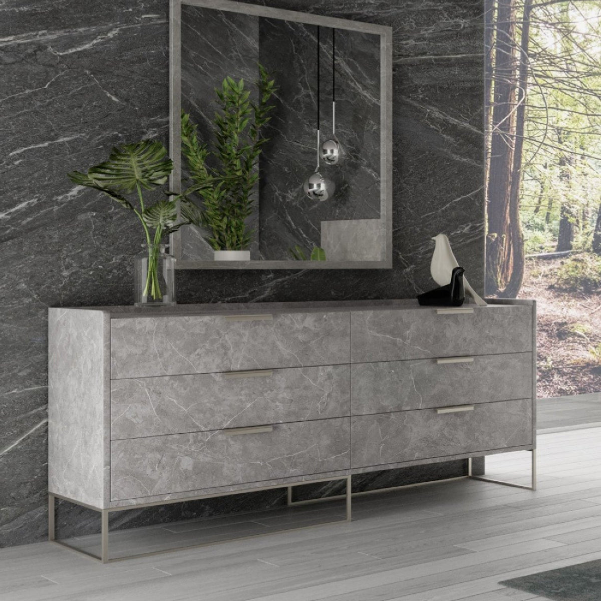 Gray Marble 6-Drawer Dresser | OROA Modern Marbella