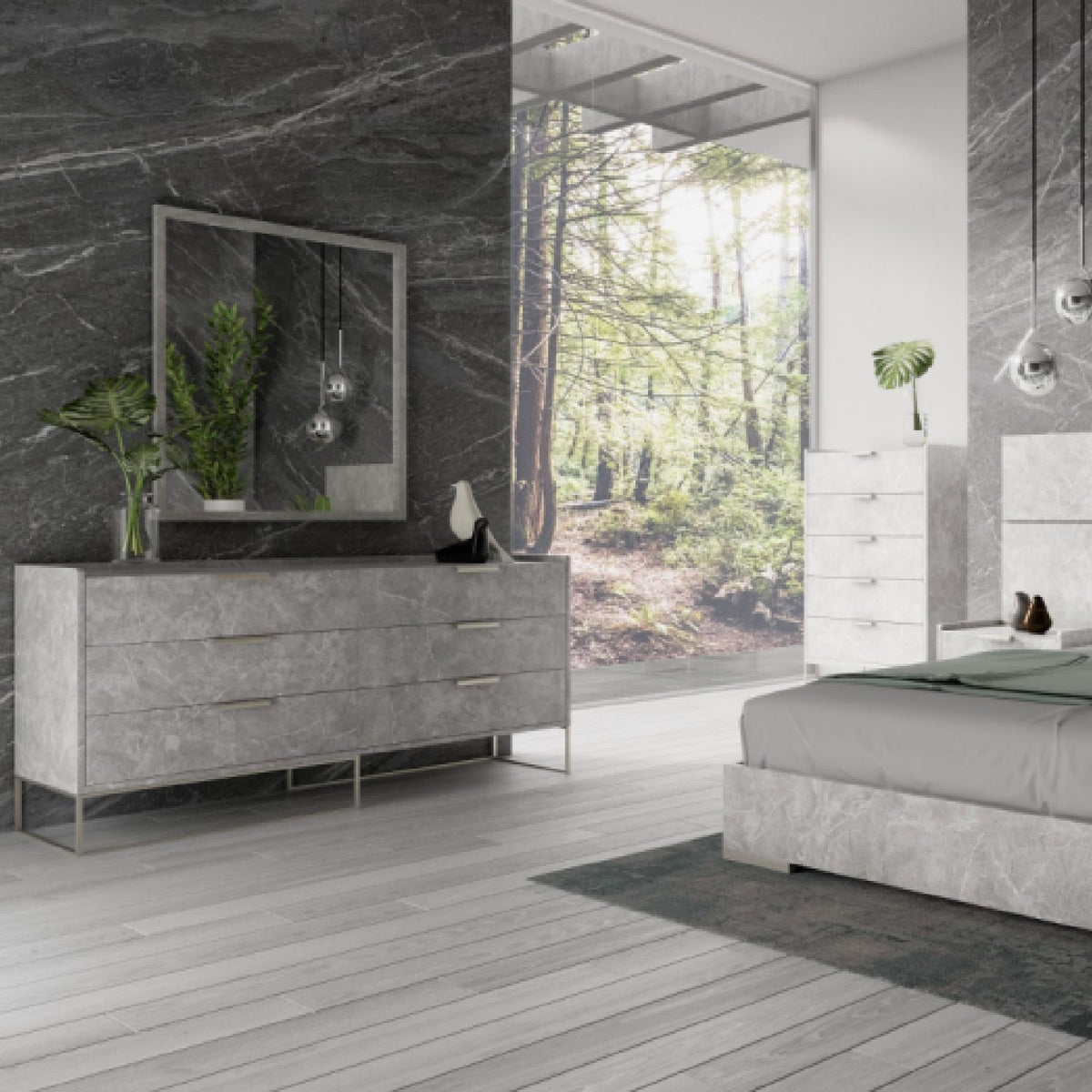 Gray Marble 6-Drawer Dresser | OROA Modern Marbella