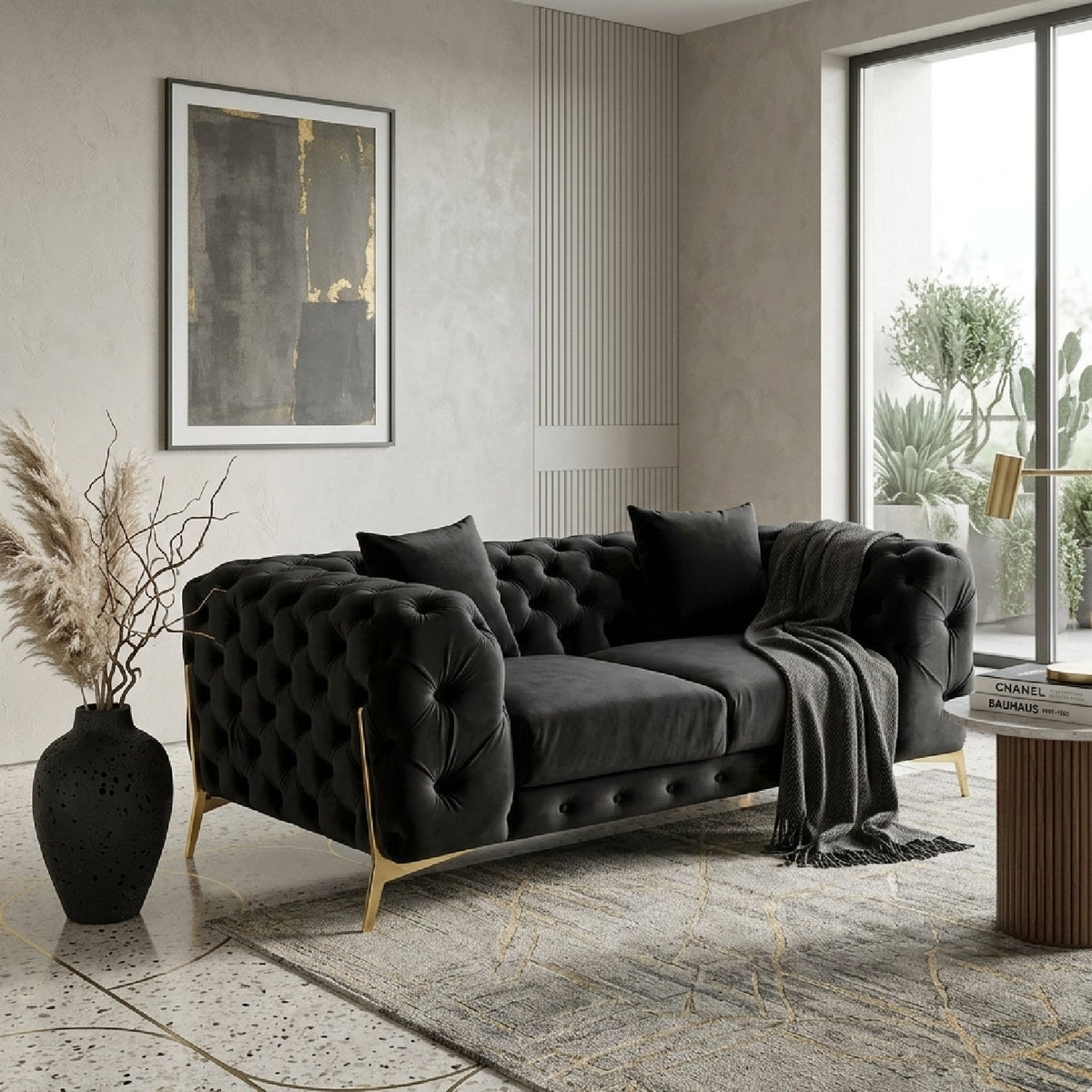 Button-Tufted Velvet Loveseat | OROA Modern Clarice