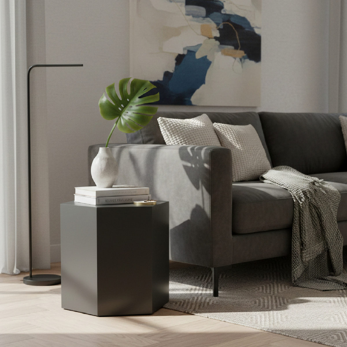 Hexagonal Gray End Table M | OROA Modern Newmont