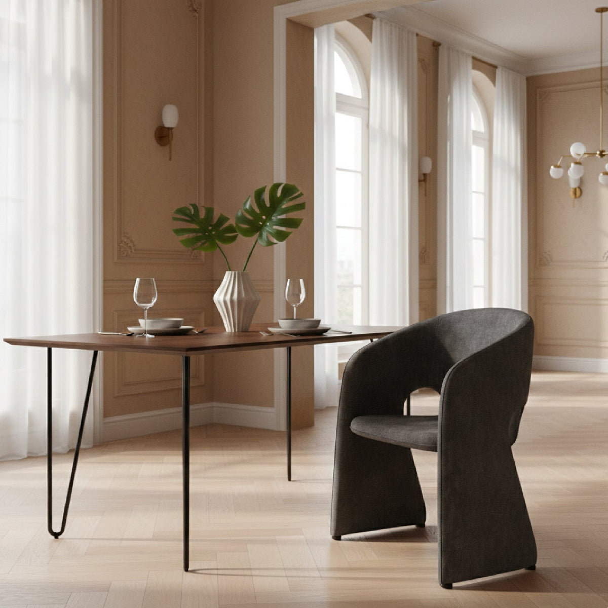 Dark Gray Velvet Dining Chair | OROA Modern Malvern