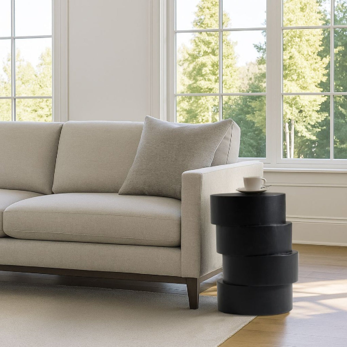 Black Wooden Stacked End Table | OROA Modern Grove
