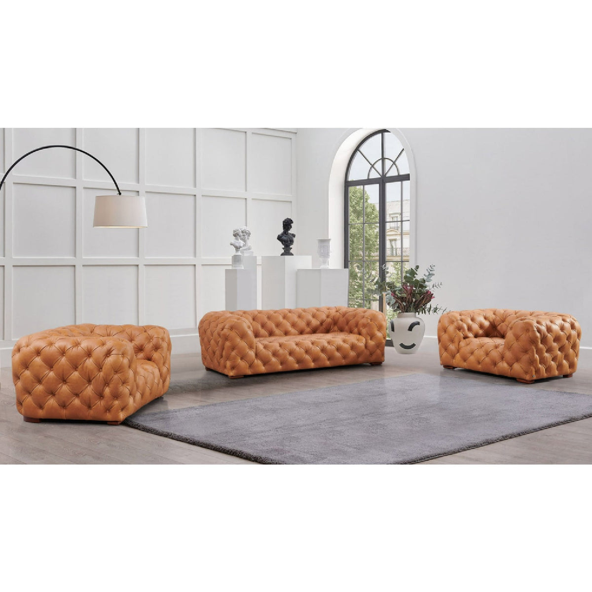 Tufted Italian Leather Sofa | OROA Modern Dexter