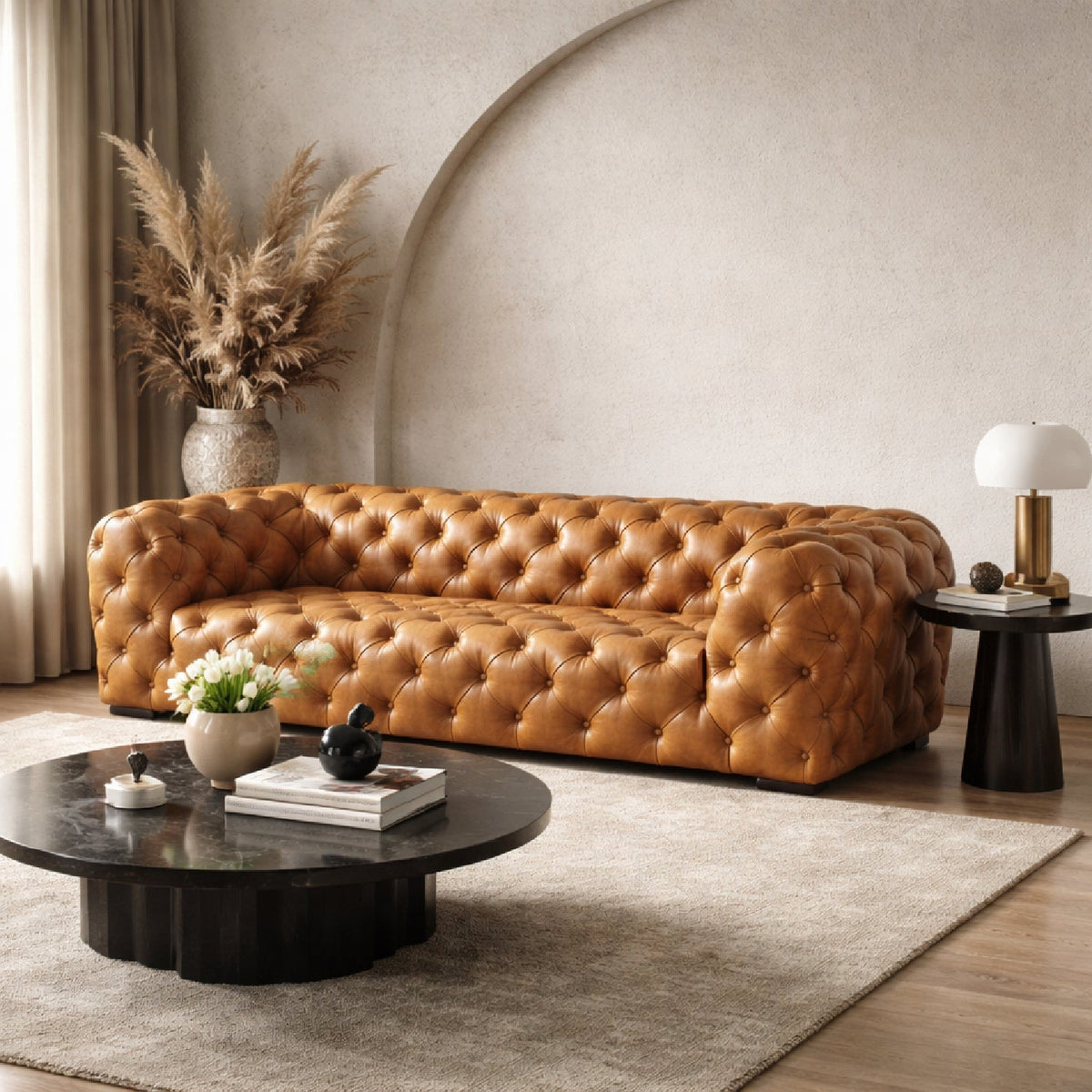 Tufted Italian Leather Sofa | OROA Modern Dexter