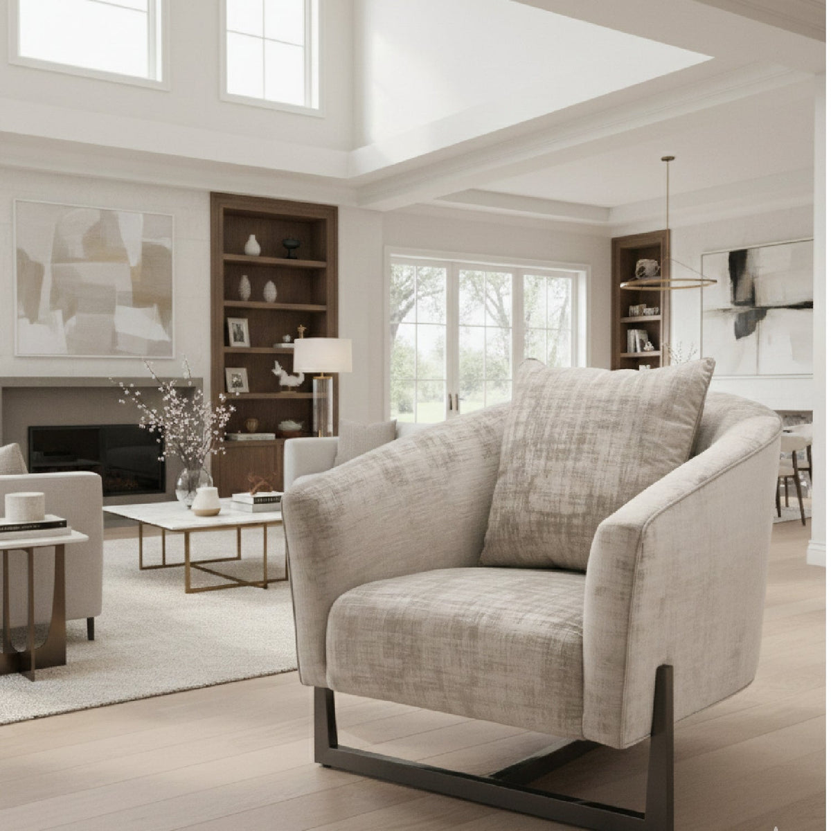 Bronze Cross Base Accent Chair | OROA Modern Forbis
