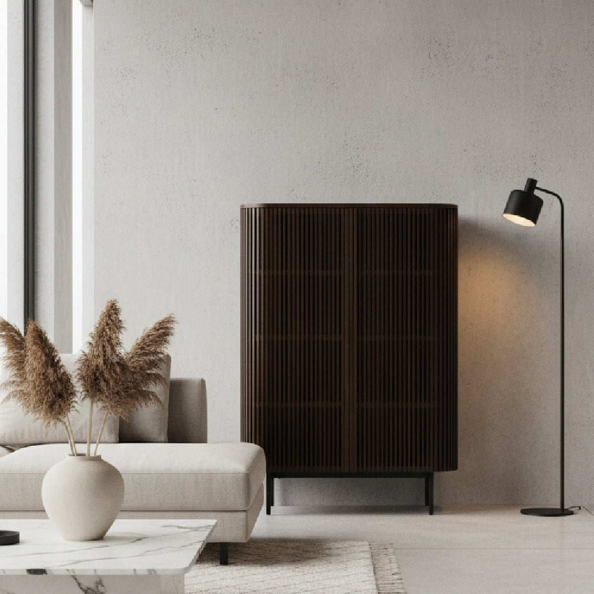 Smoked Ash Tall Sideboard | OROA Modern Clifton