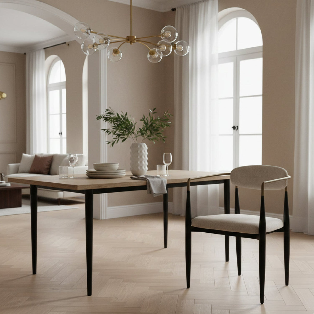 Gold-Armed Dining Chair | OROA Modern Buchtel