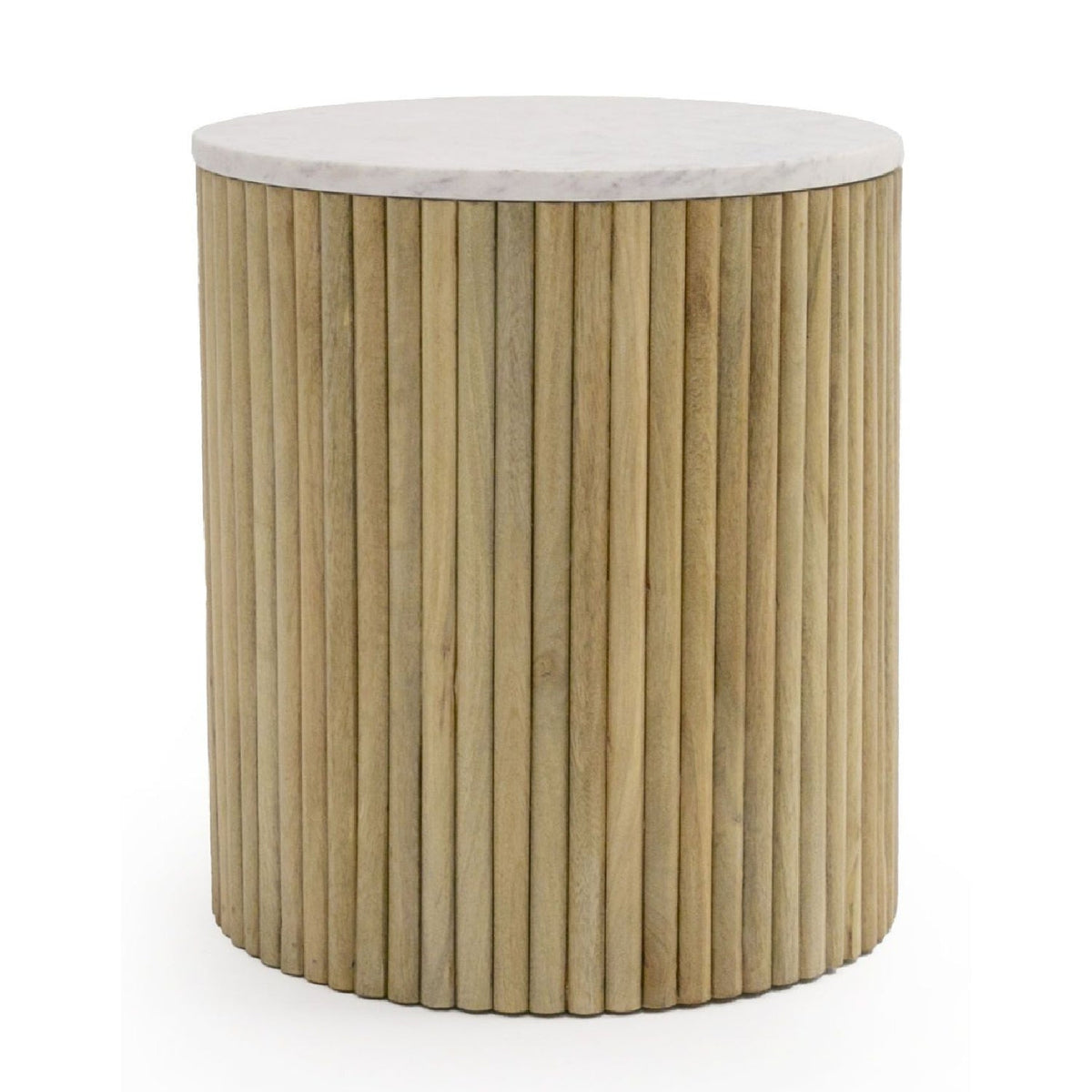 Fluted Mango Wood End Table | OROA Modern Cambridge