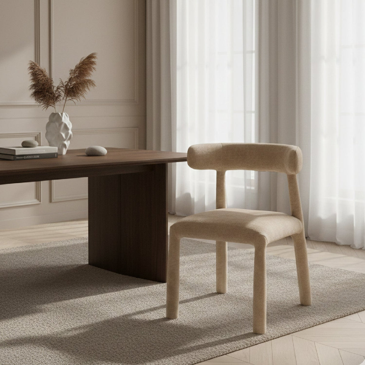 Beige Velvet Dining Chair | OROA Modern Homan