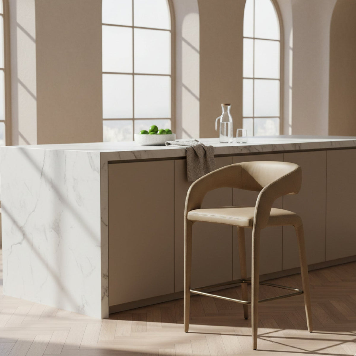 Vegan Leather Upholstered Counter Chair | OROA Modern Faerron