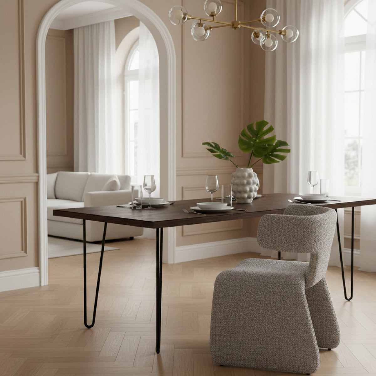 Asymmetrical Fabric Dining Chair | OROA Modern Bergman