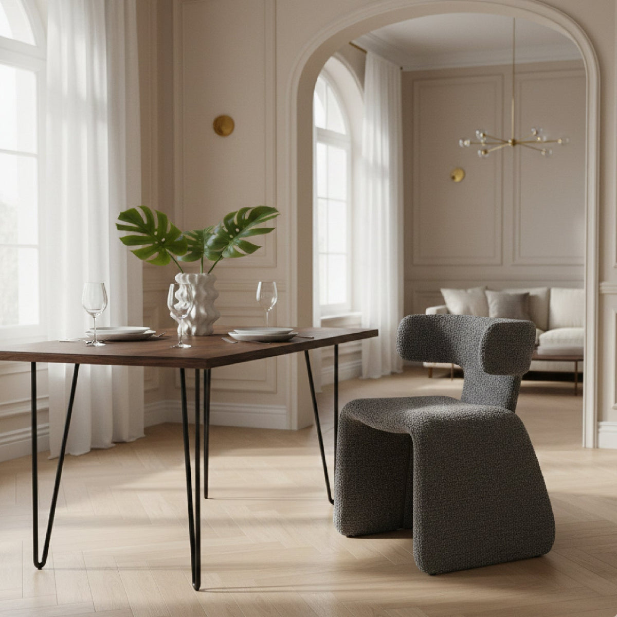 Asymmetrical Fabric Dining Chair | OROA Modern Bergman
