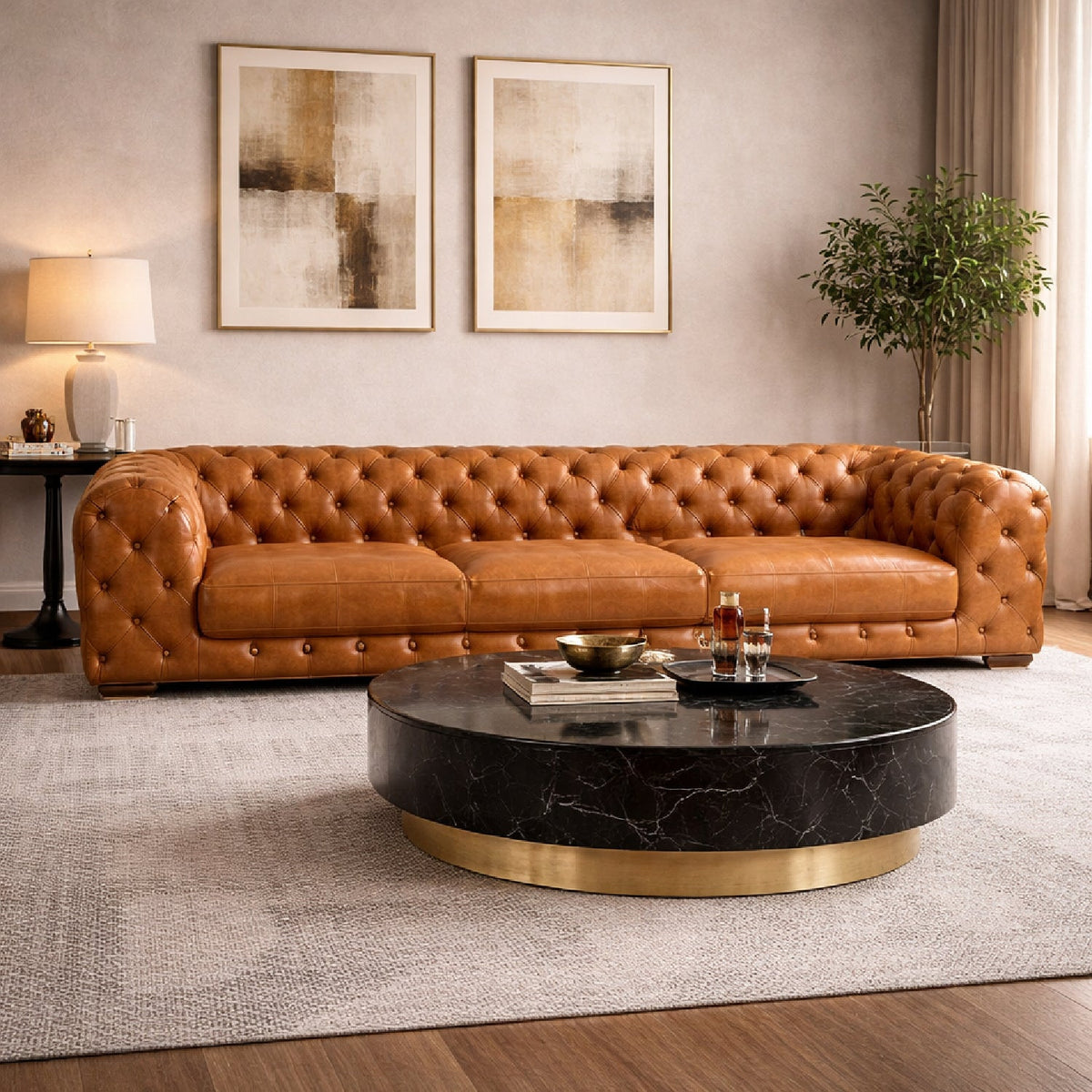 Tufted Leather Sofa | OROA Modern Dexter