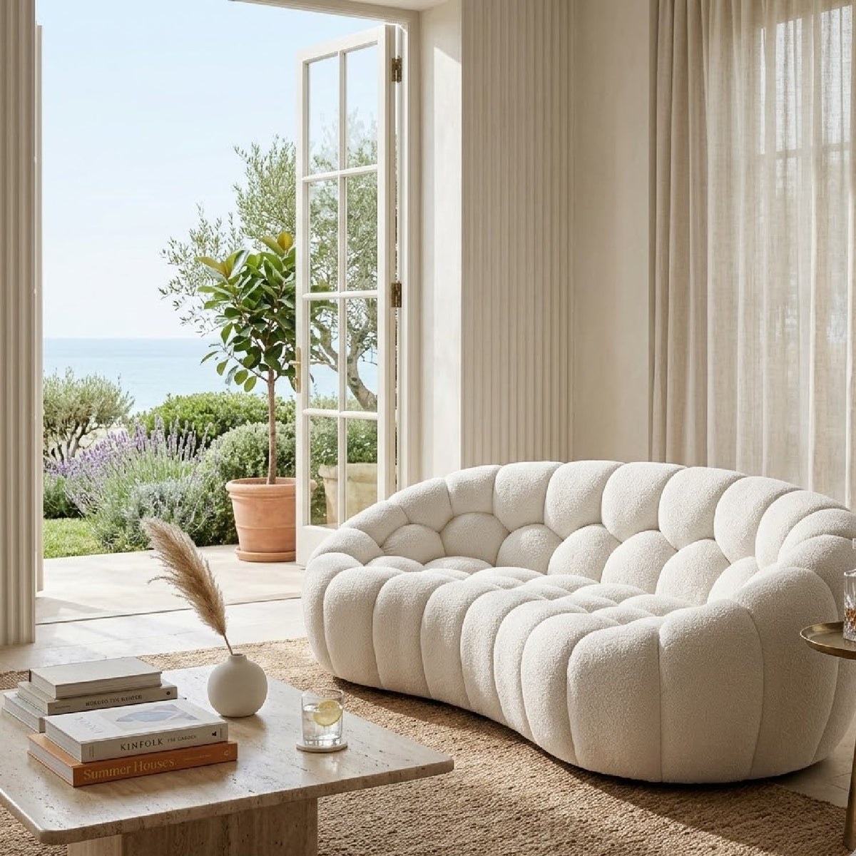 Hexagonal-Tufted Loveseat | OROA Modern Yolonda
