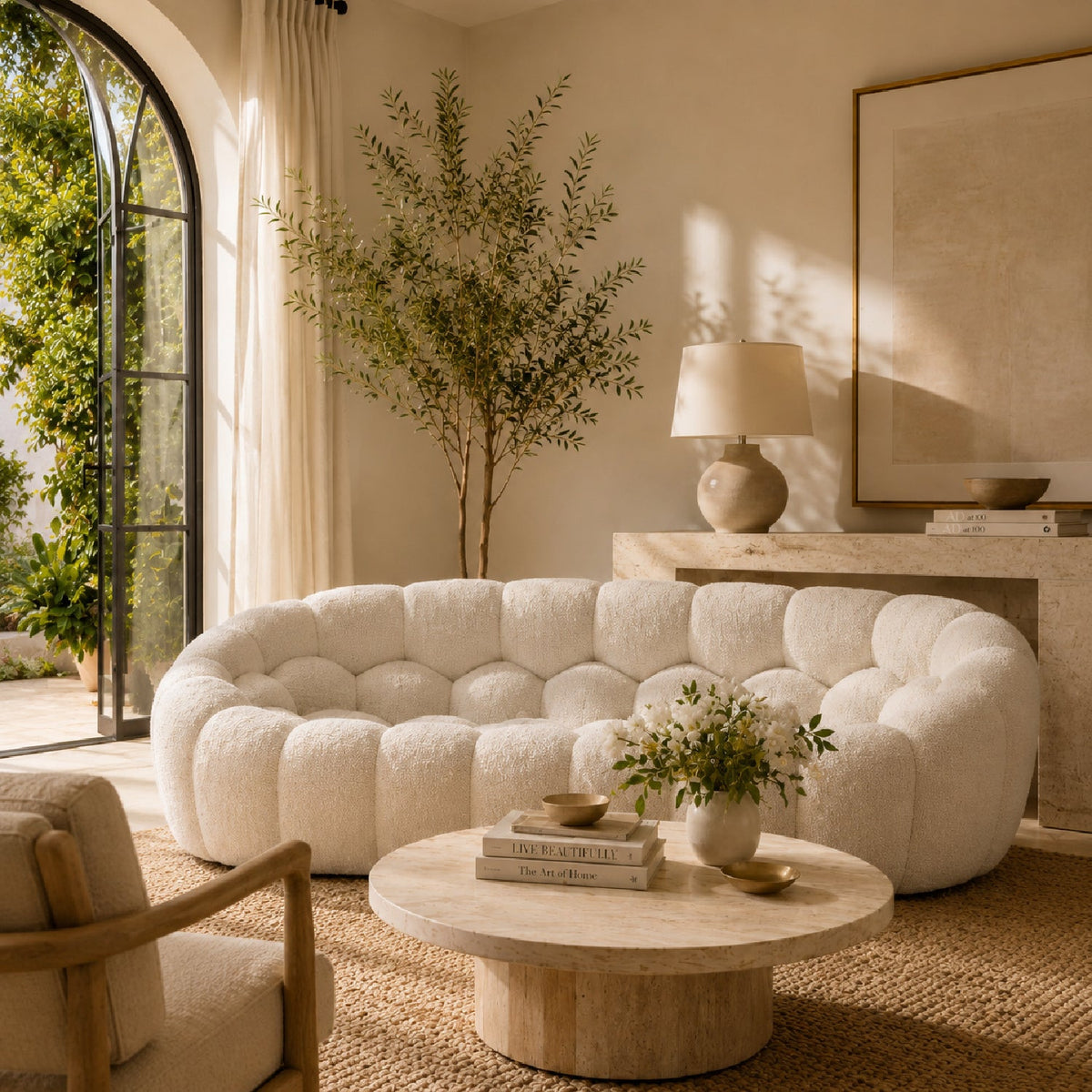 Hexagonal-Tufted Loveseat | OROA Modern Yolonda