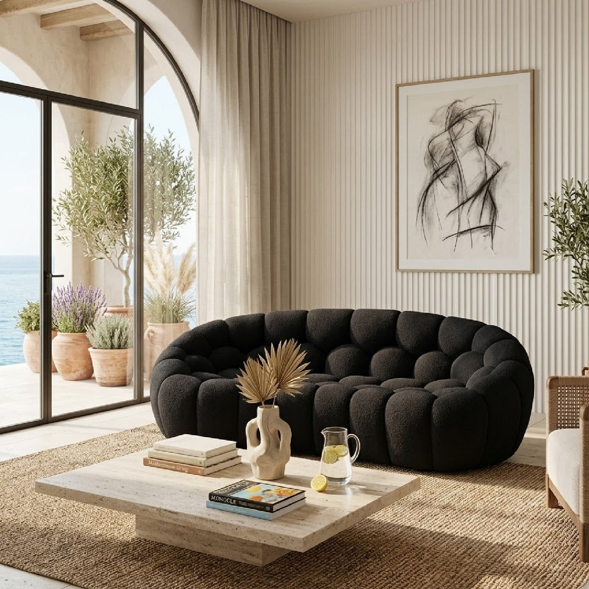 Hexagonal-Tufted Loveseat | OROA Modern Yolonda