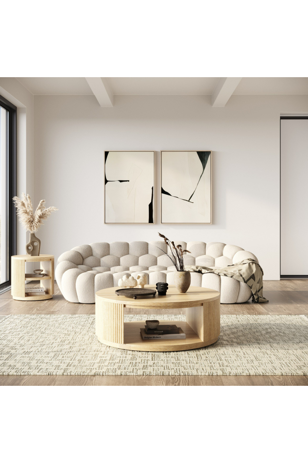 Hexagonal-Tufted Curved Sofa | OROA Modern Yolonda | Oroa.com