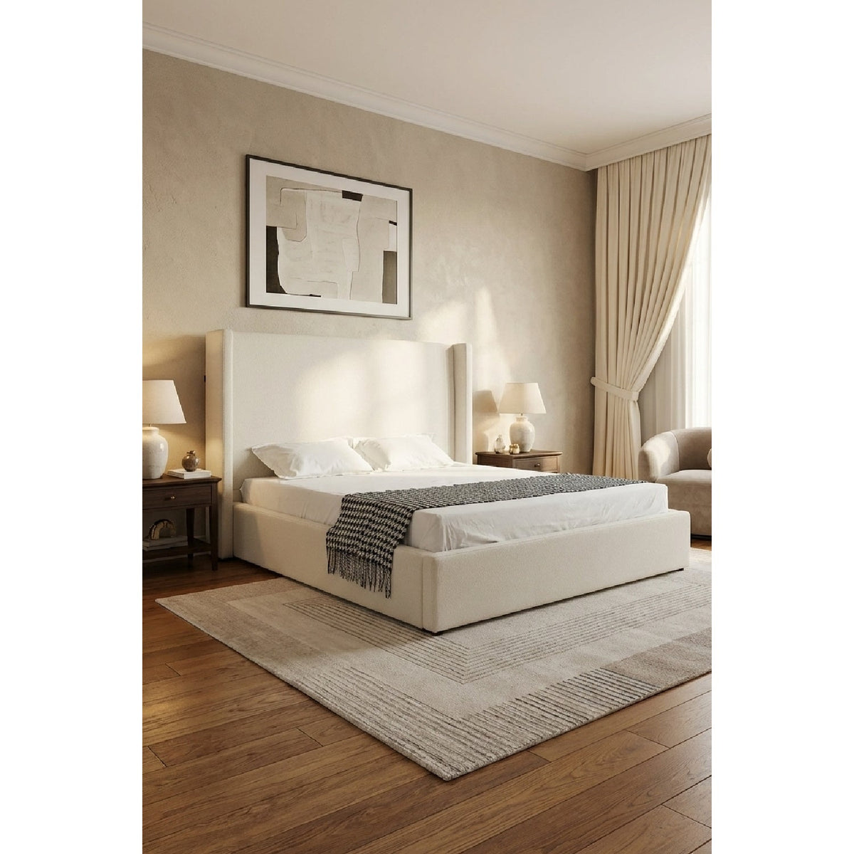 White Teddy Fabric Bed | OROA Modern Byrne | Oroa.com