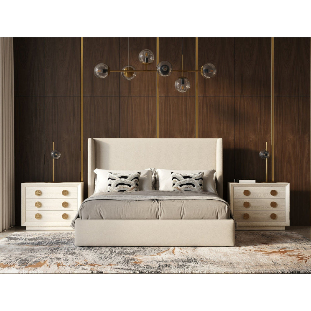 Beige Panel Headboard Bed | OROA Modern Byrne