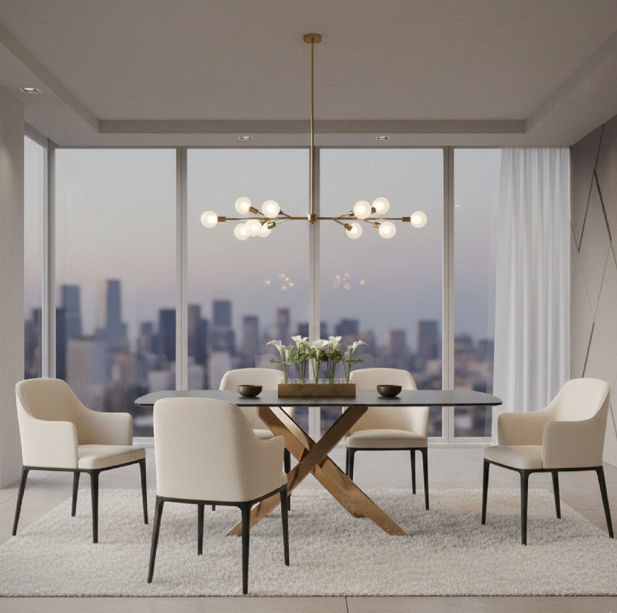 Textured Brown Glass Dining Table | OROA Modern Pyrite