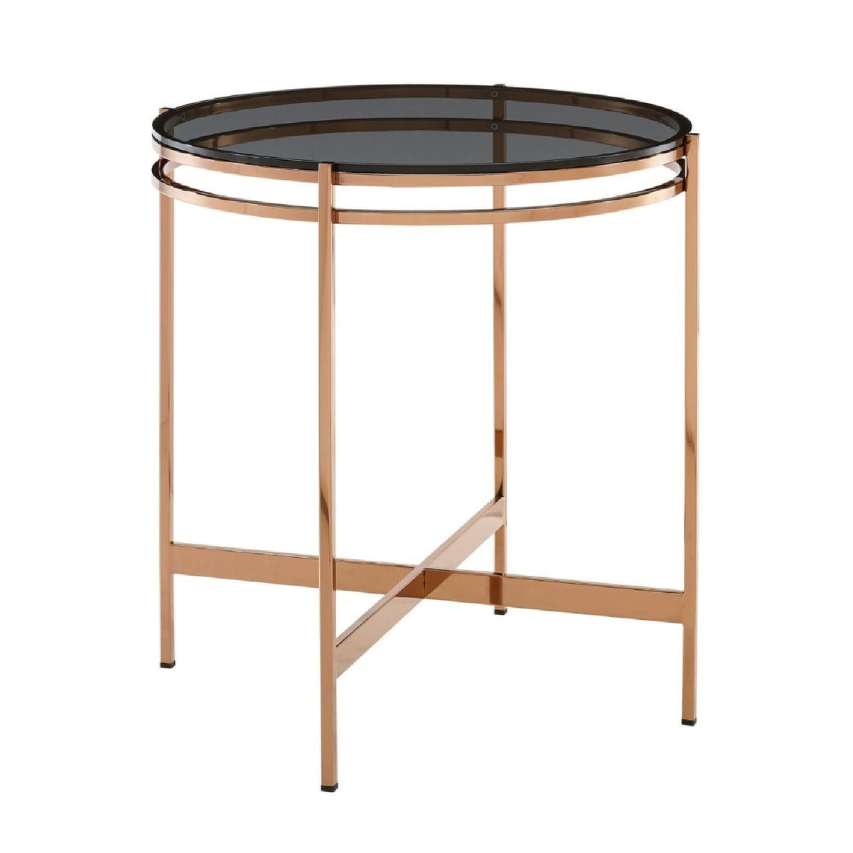 Smoked Glass Round End Table S | OROA Modern Bradford