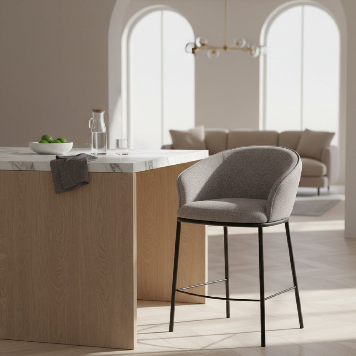 Gray Curved Counter Stool | OROA Modern Rumi