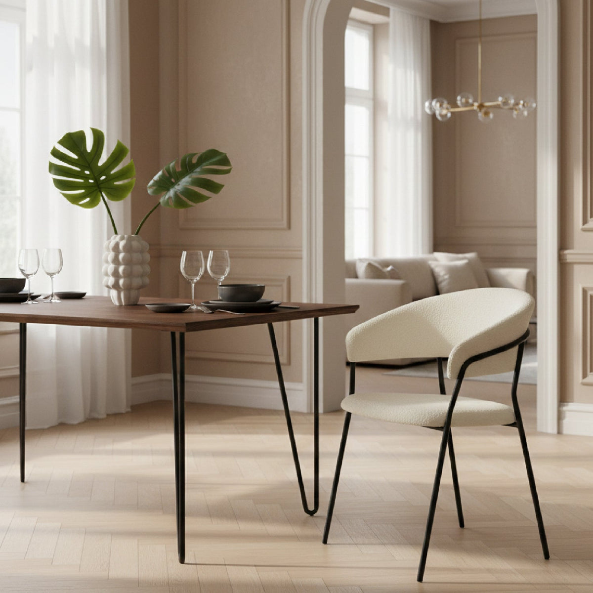 White Curved Dining Chairs (2) | OROA Modern Marlynn