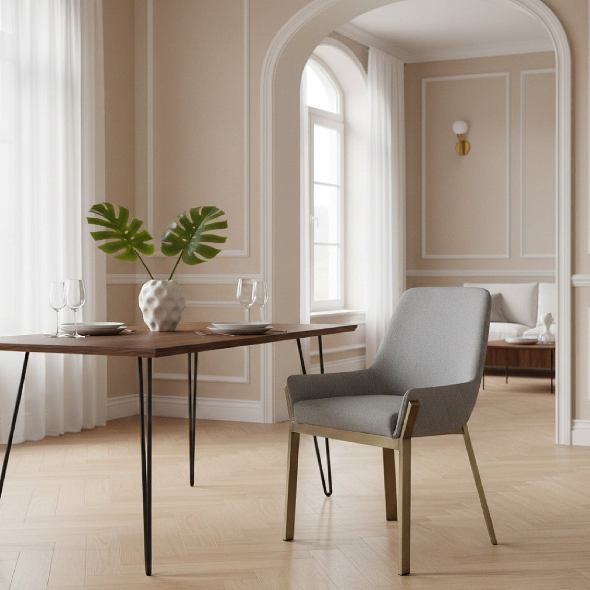 Gray Upholstered Dining Chair | OROA Modern Ganon