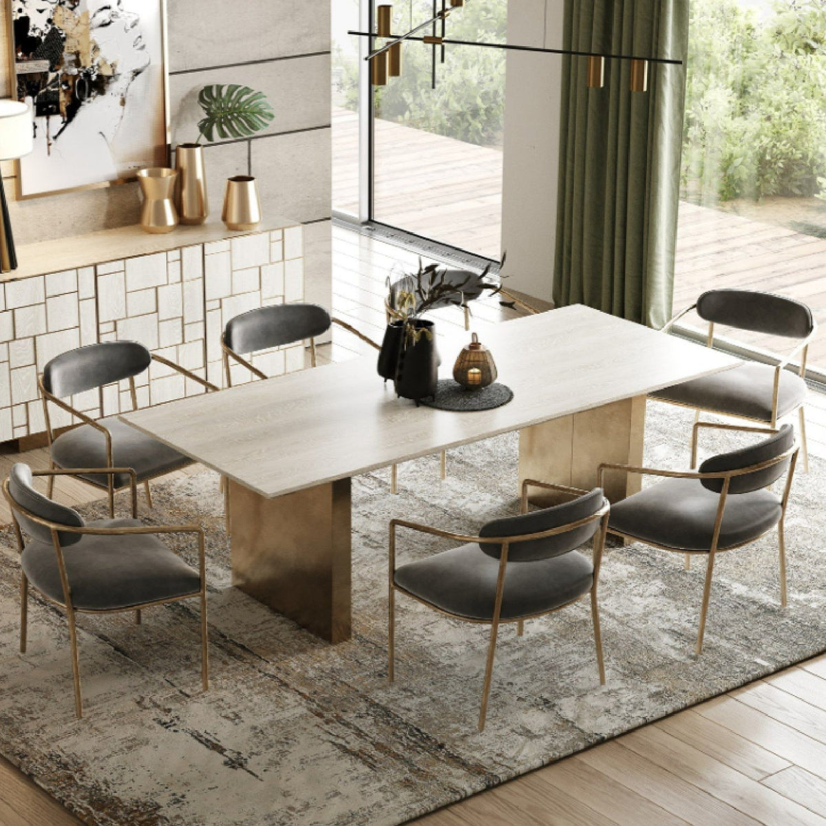 Cream Ash Veneer Dining Table | OROA Modern Angus