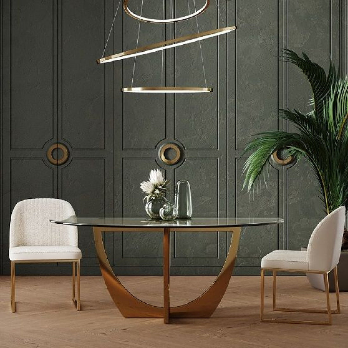 Gold Leaf Oval Dining Table | OROA Modern Chambers