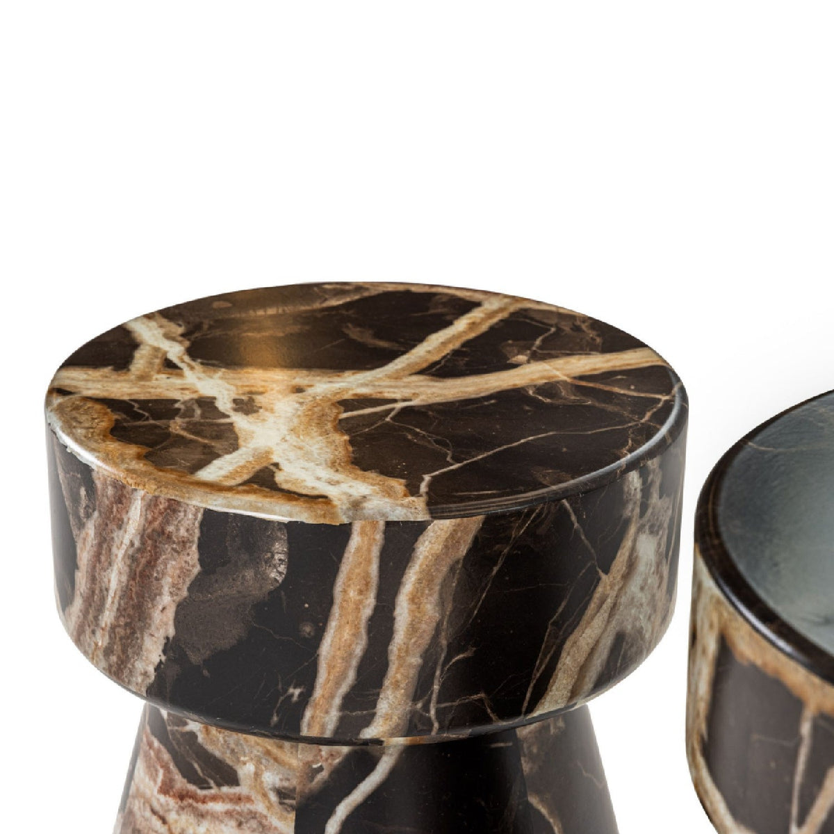 Marble Finished Round End Tables (2) | OROA Modern Marlow